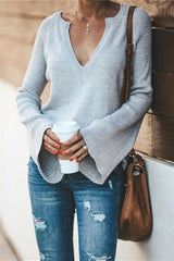 Commuter V-neck Loose Knitted Shirt