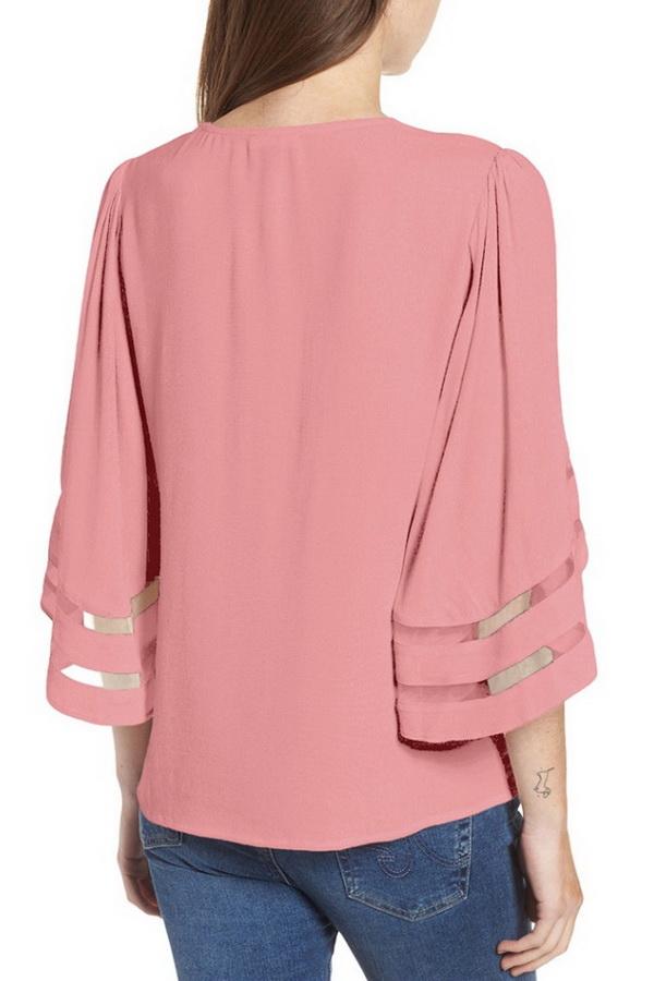 Cropped Sleeves Hollow Loose Shirt