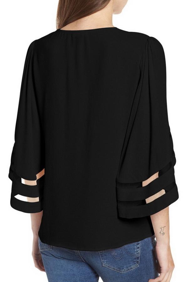 Cropped Sleeves Hollow Loose Shirt