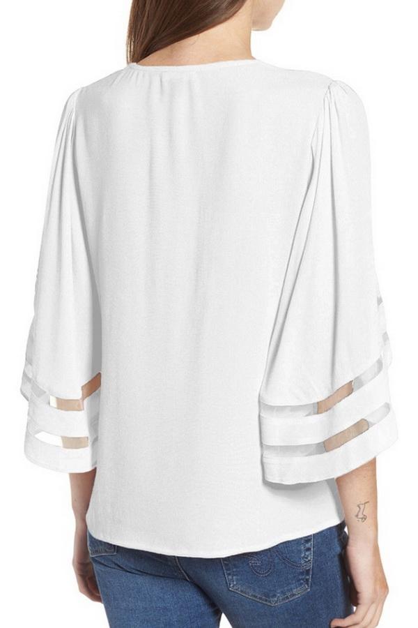 Cropped Sleeves Hollow Loose Shirt