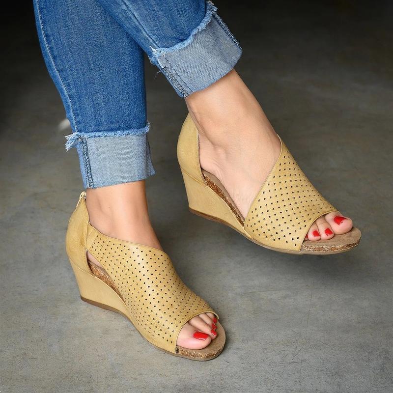 Cut-outs Slip On Wedges Sandals