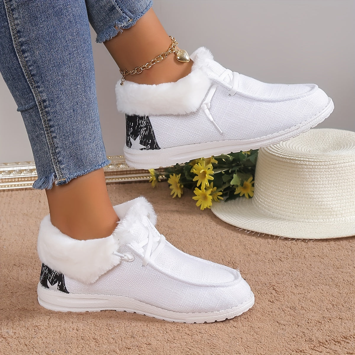 Plush Lined Warm & Cozy Slip On Canvas Shoes