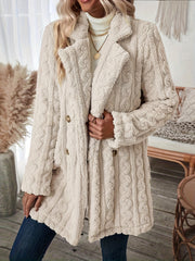 Double Breasted Lapel Versatile Textured Thermal Teddy Coat