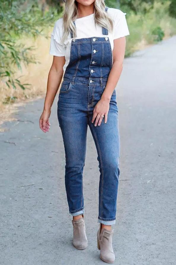 Denim Bib Slim Overall Romper