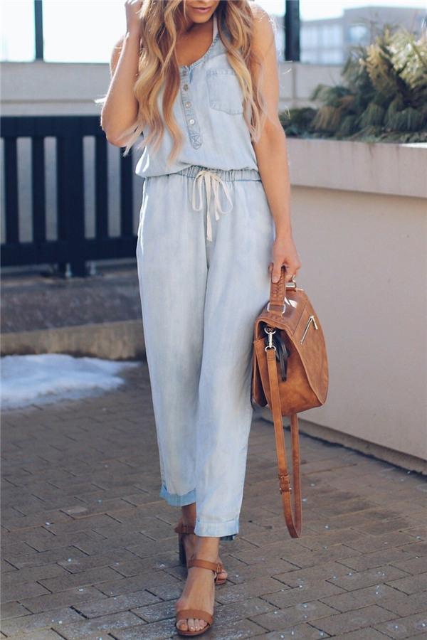 Denim Sleeveless Jumpsuit