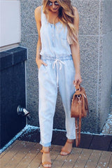 Denim Sleeveless Jumpsuit