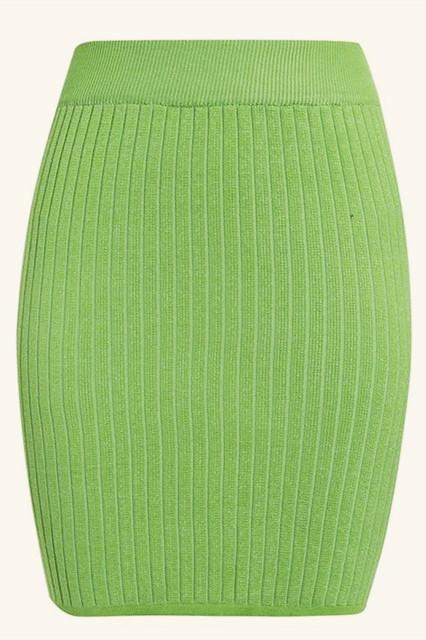 Elastic Band Knitted Ribbed Straight Skirt