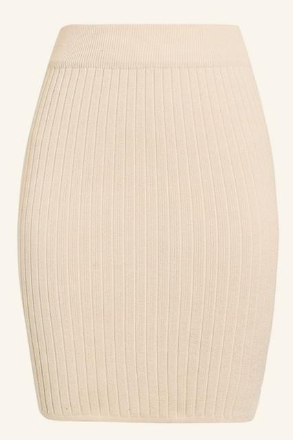 Elastic Band Knitted Ribbed Straight Skirt