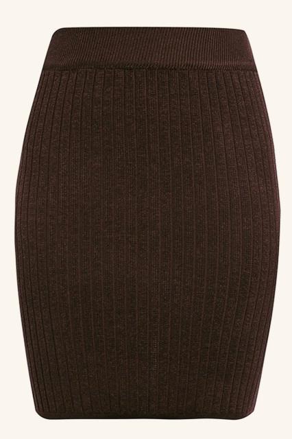 Elastic Band Knitted Ribbed Straight Skirt