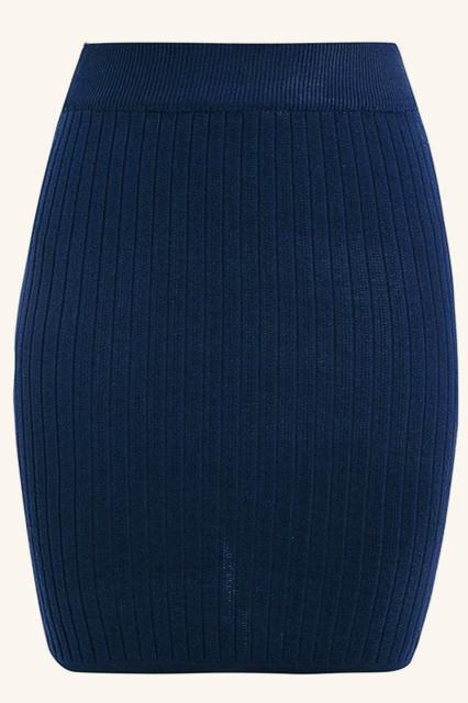 Elastic Band Knitted Ribbed Straight Skirt