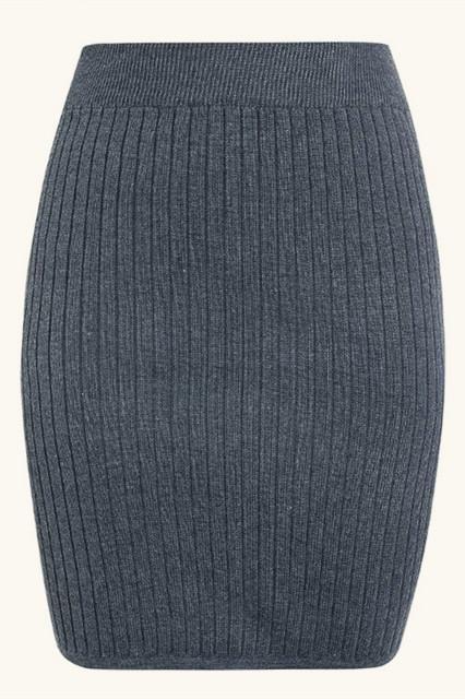 Elastic Band Knitted Ribbed Straight Skirt