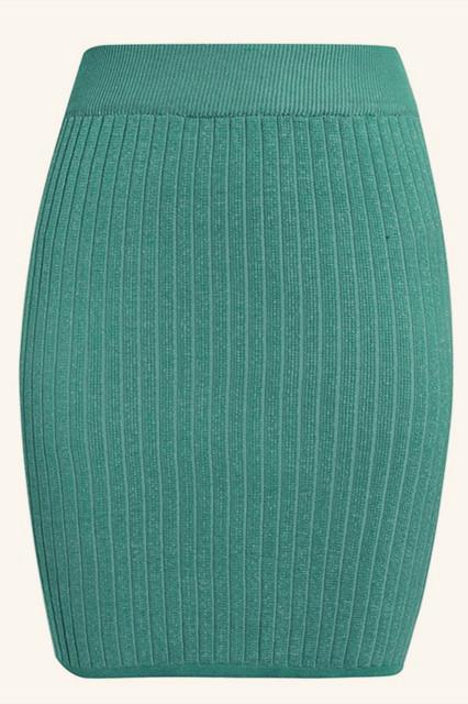 Elastic Band Knitted Ribbed Straight Skirt