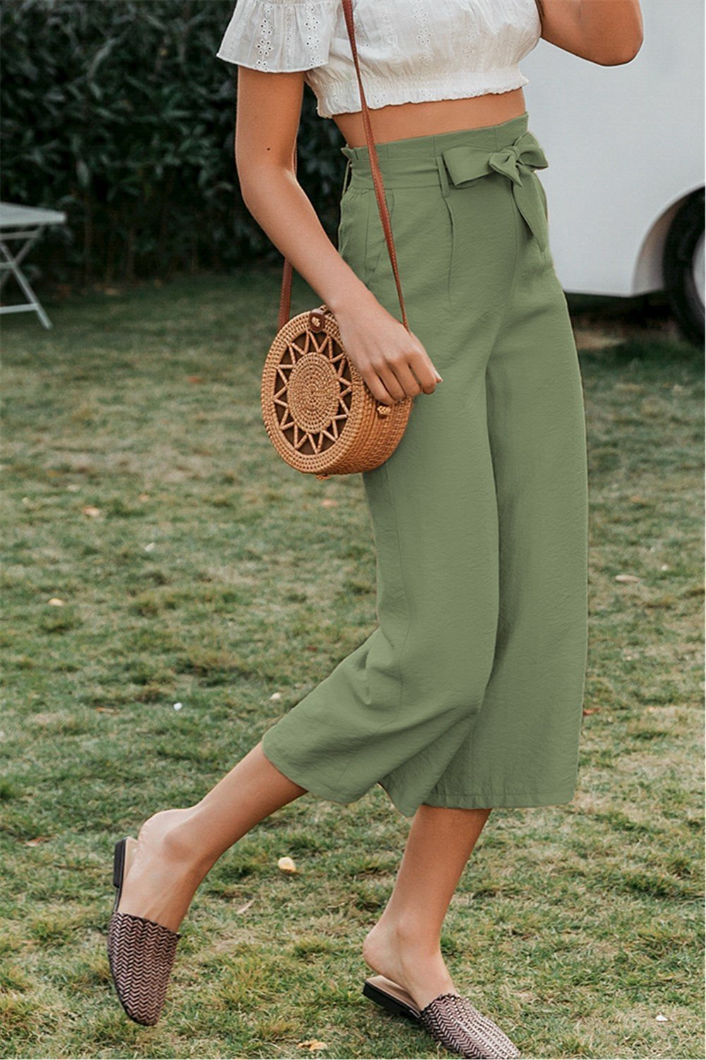 Elegant Bow Tie Wide Leg Pants