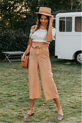 Elegant Bow Tie Wide Leg Pants