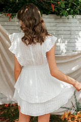 Elegant Crew Neck Ruffle Lace Dress