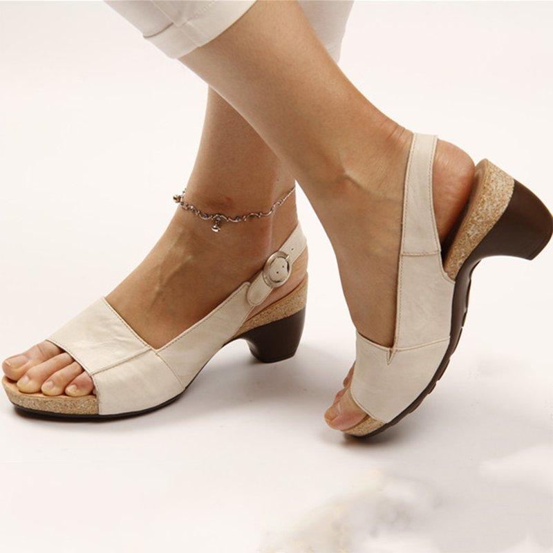 Elegant Low Chunky Heel Comfy Sandals