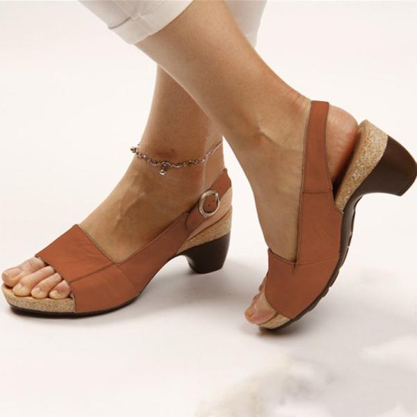 Elegant Low Chunky Heel Comfy Sandals