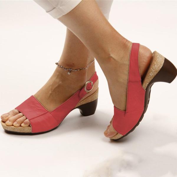 Elegant Low Chunky Heel Comfy Sandals