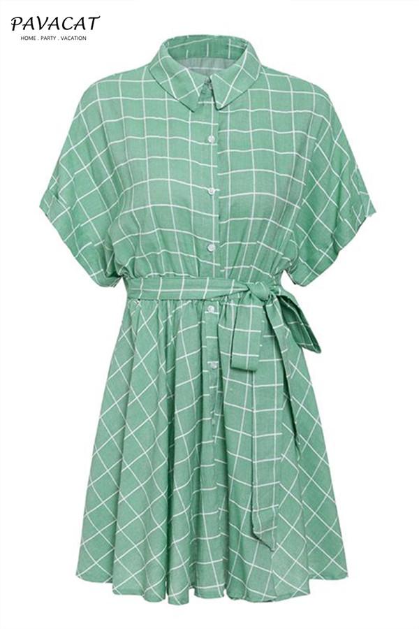 Elegant Plaid Sashes A-line Dress
