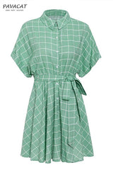 Elegant Plaid Sashes A-line Dress
