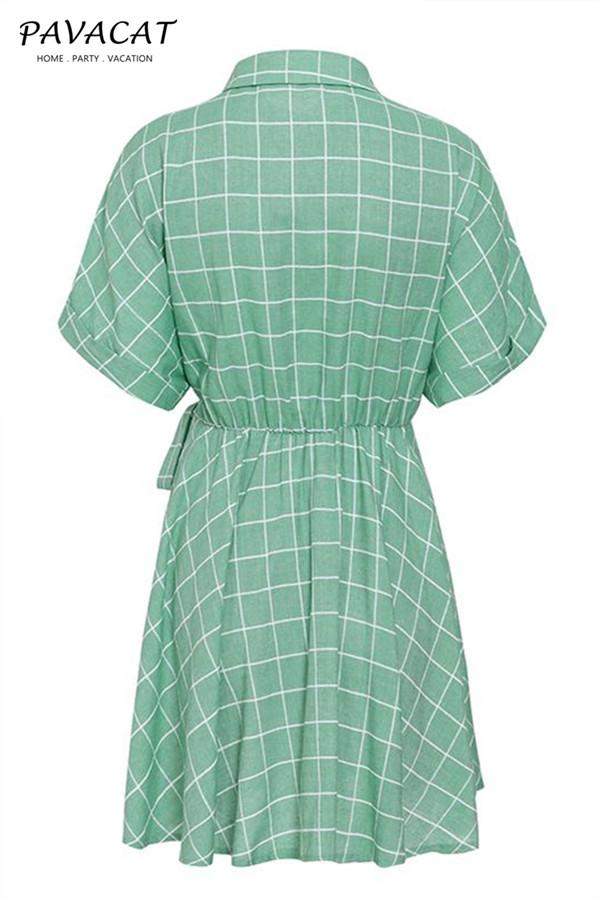 Elegant Plaid Sashes A-line Dress