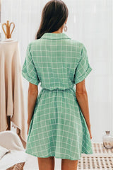 Elegant Plaid Sashes A-line Dress