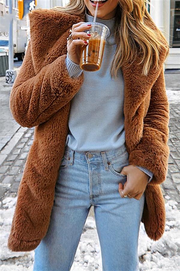 Elegant Shaggy Faux Fur Teddy Coat