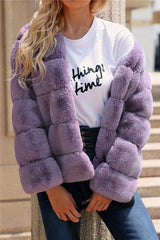 Elegant Thick Fluffy Faux Fur Coat