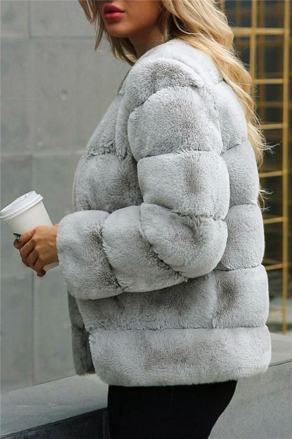 Elegant Thick Fluffy Faux Fur Coat