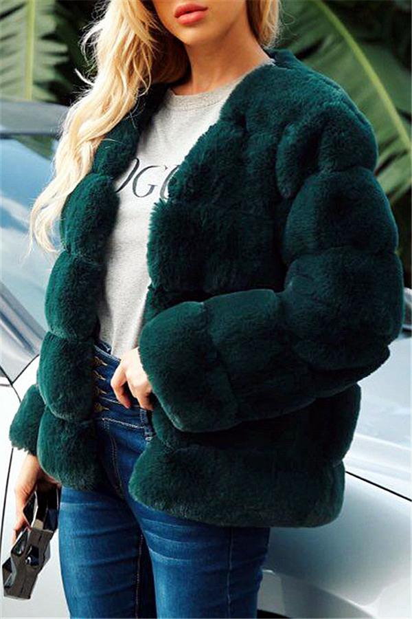 Elegant Thick Fluffy Faux Fur Coat