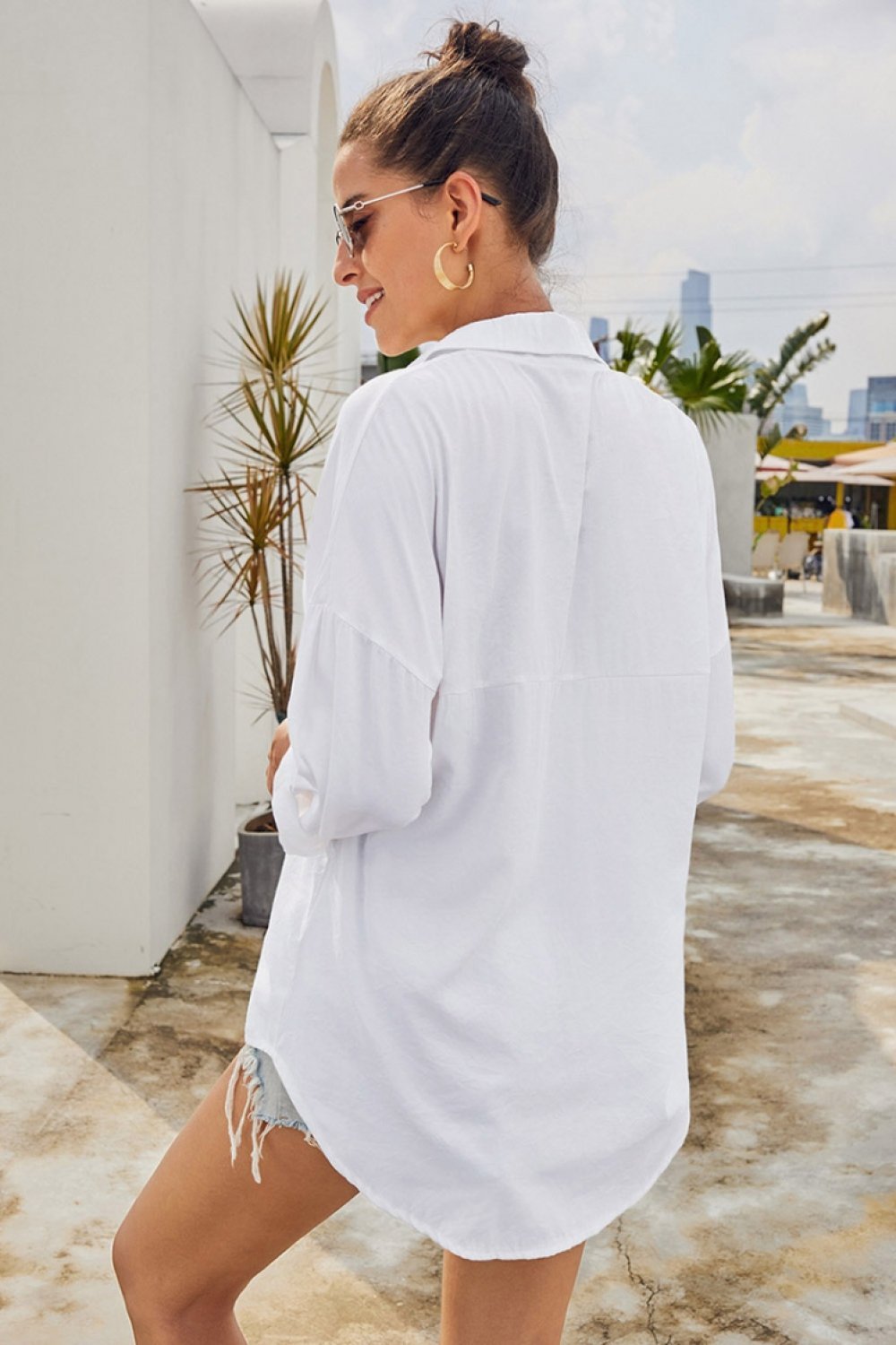 Elegant V Neck Loose Shirt
