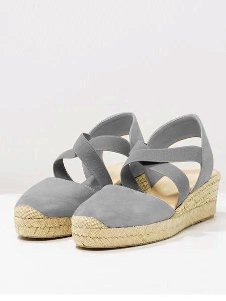 Espadrille Wedge Sandals Elastic Band Slip On Sandals