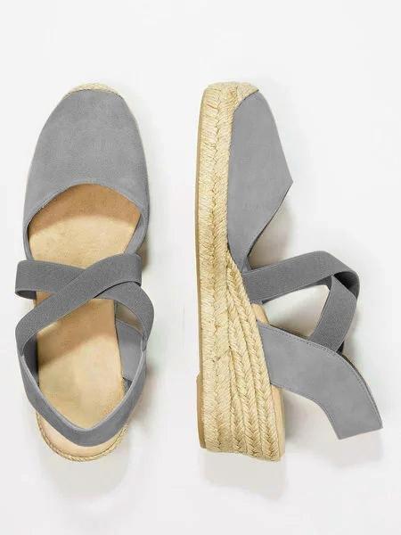 Espadrille Wedge Sandals Elastic Band Slip On Sandals