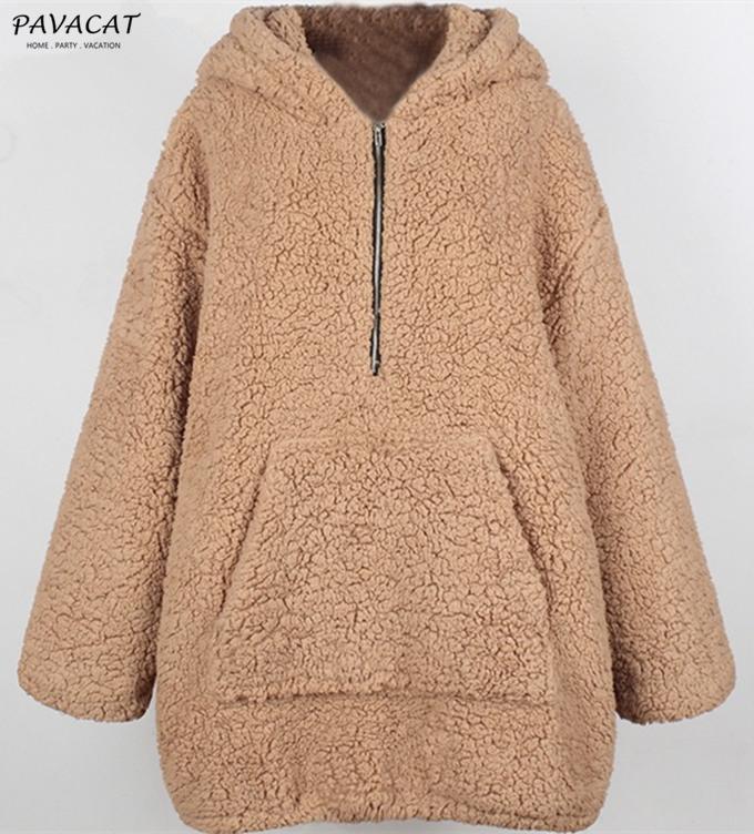 Faux Lambswool Thick Hooded Teddy Coat