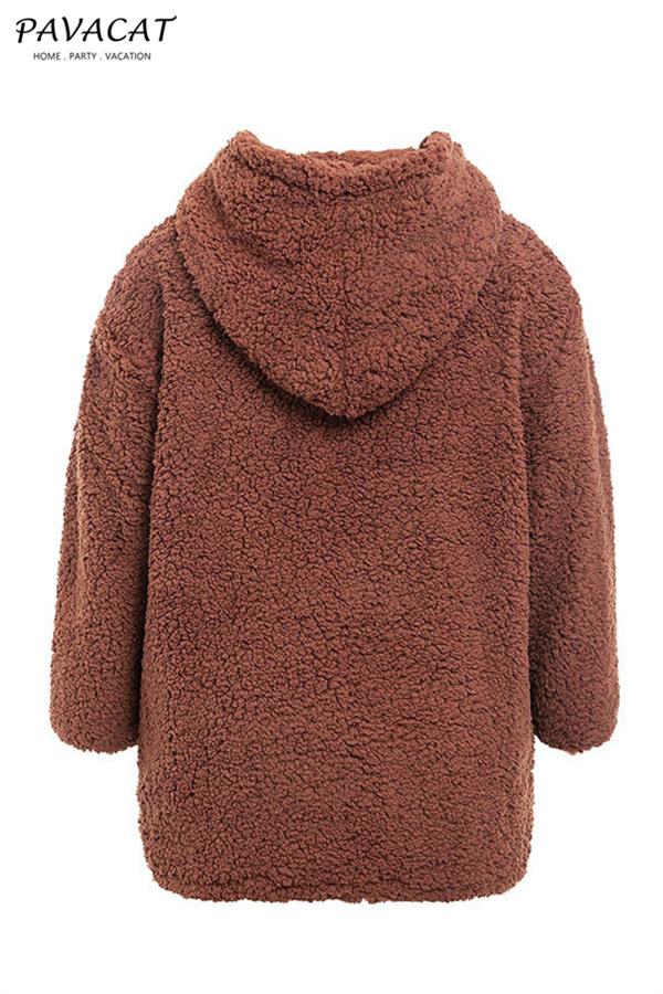 Faux Lambswool Thick Hooded Teddy Coat