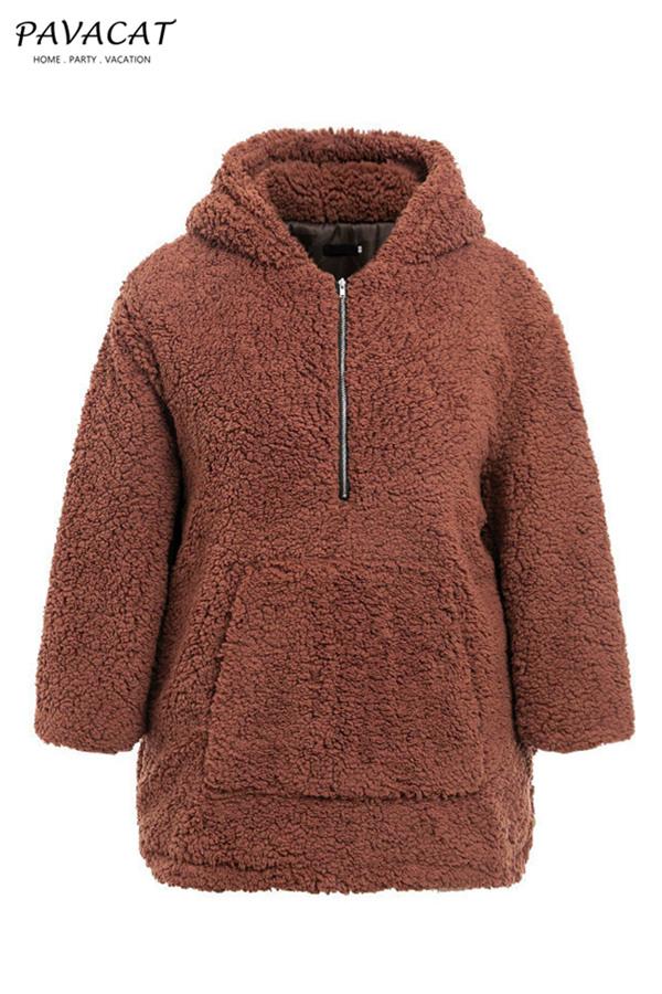 Faux Lambswool Thick Hooded Teddy Coat