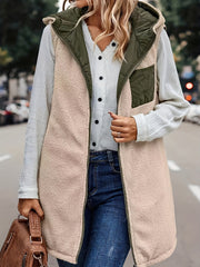 Reversible Sleeveless Hooded Vest Coat