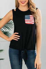 Flag Pattern Print Pocket Short Sleeve T-shirt