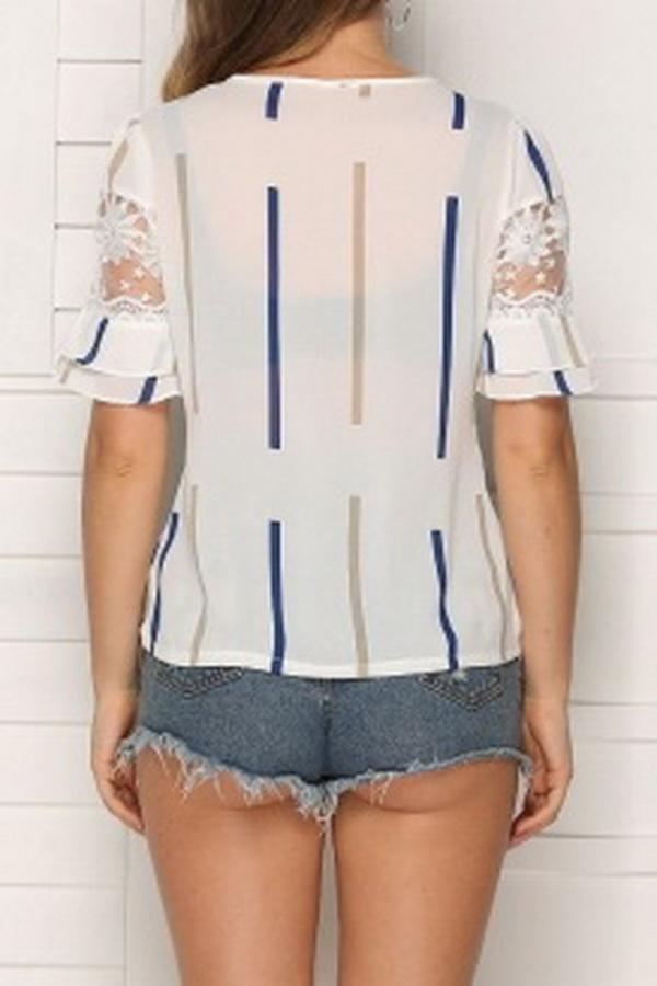 Flared Sleeves Off-shoulder Chiffon Shirt