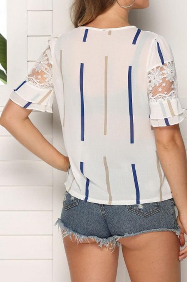 Flared Sleeves Off-shoulder Chiffon Shirt