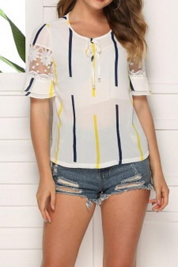 Flared Sleeves Off-shoulder Chiffon Shirt