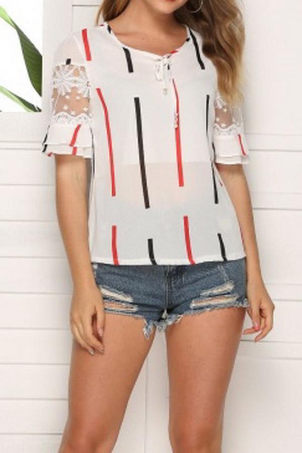 Flared Sleeves Off-shoulder Chiffon Shirt