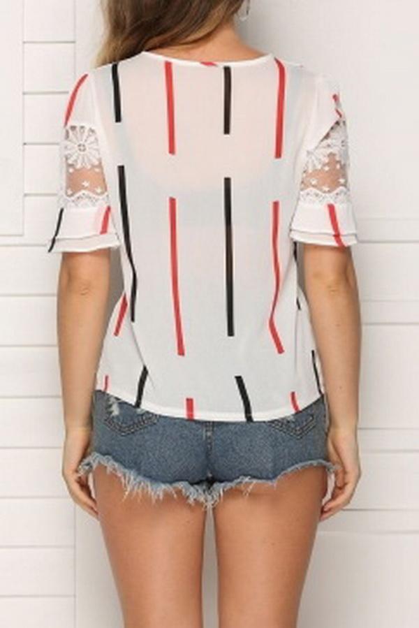 Flared Sleeves Off-shoulder Chiffon Shirt