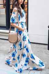 Keep Swinging Deep V Floral Maxi Dress