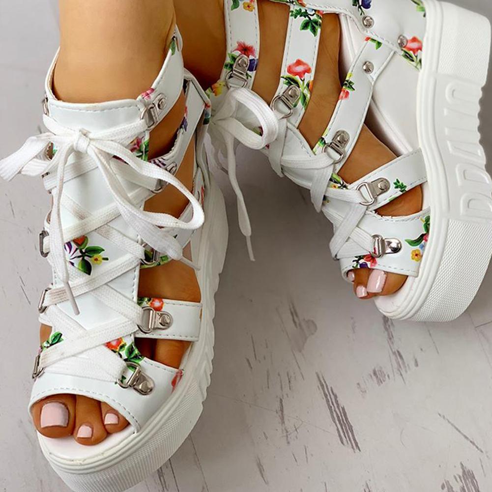 Floral Tape Leisure Wedges Sandals