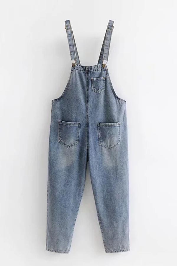 Front Pockets Denim Overalls