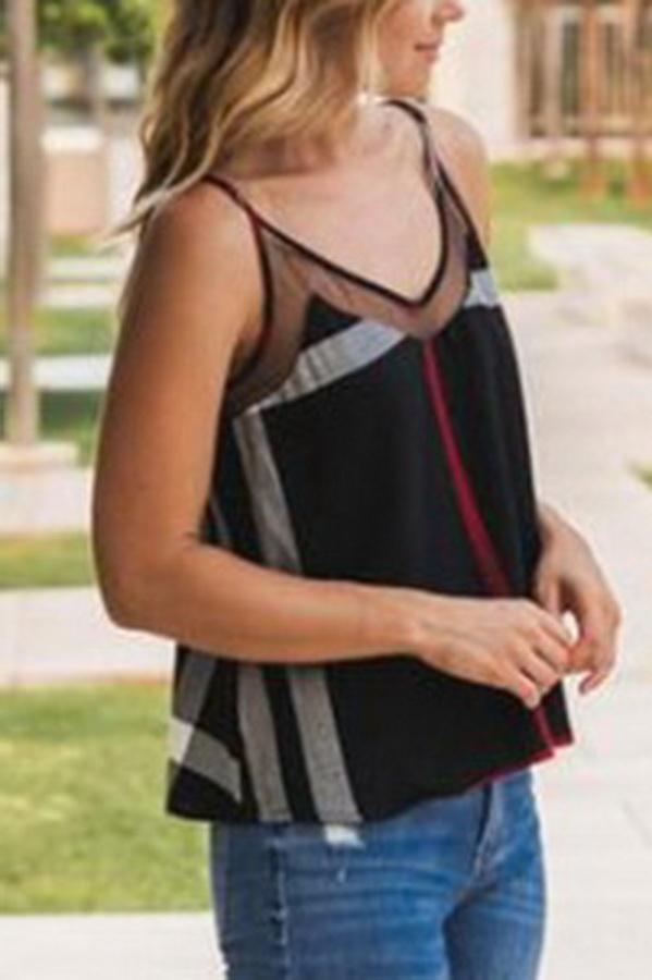 Gauze Printed Suspender Halter Design T-shirt