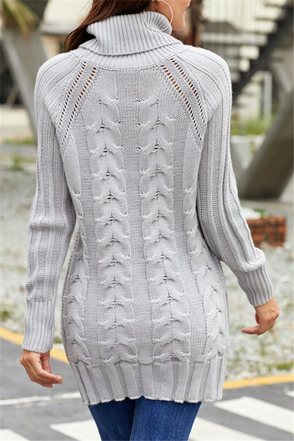 High Neck Cable Knit Sweater