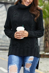 High Neck Cable Knit Sweater