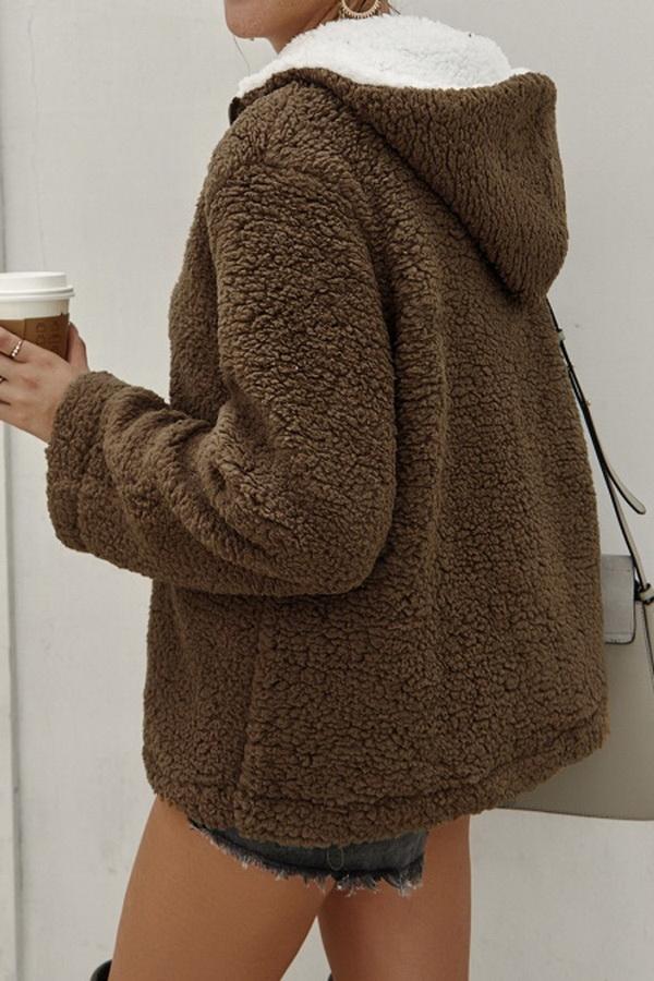 High Neck Zip Plush Sweatshirt